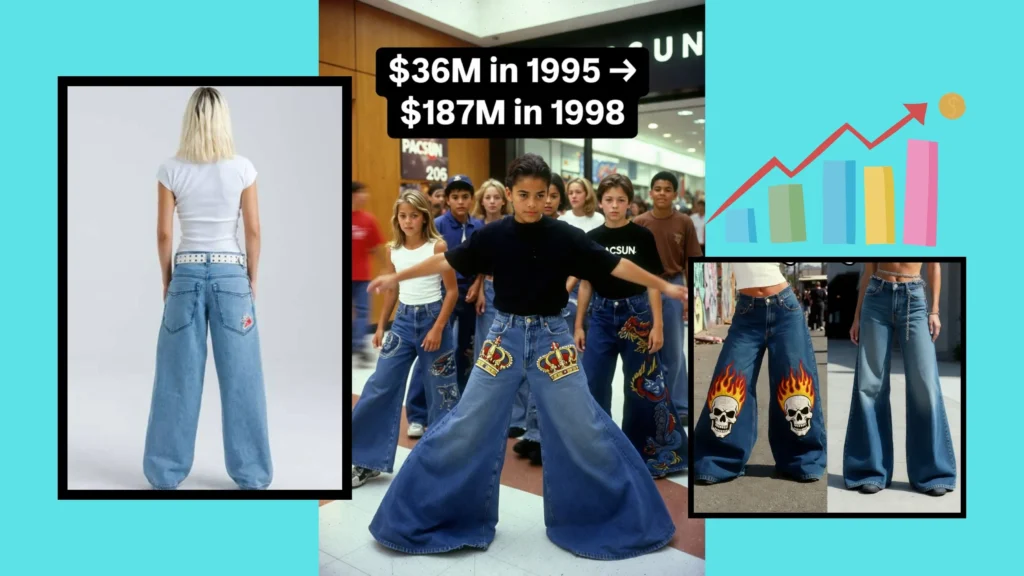 why did jnco jeans become popular in the 90s - sales and graph