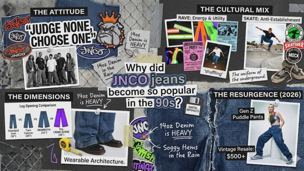 why did jnco jeans become popular in the 90s - mood board